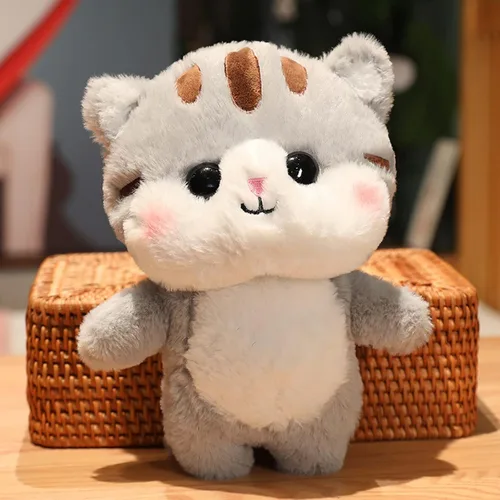 Vista 6 de Juguete de peluche de pato con 9 trajes y accesorios para combinar con ropa de vestir para niños (12 pulgadas) (gato gris)