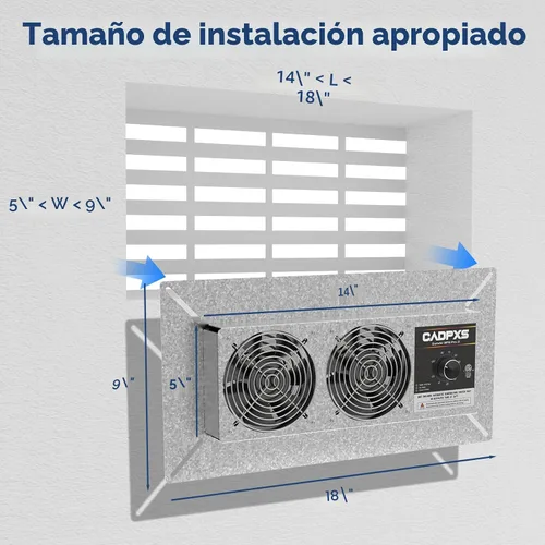 Vista 7 de CADPXS Ventilador para Espacios Reducidos, Ventilador con Estatuto de Humedad, Desumidificador y Termostato de Protección contra Congelamiento