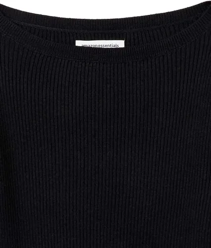 Vista 6 de Tienda Essentials - Suéter ligero y acanalado de manga larga con cuello bote para mujer