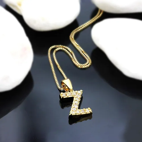 Vista 95 de Collar colgante con letra inicial de diamantes en oro amarillo de 14k (1/10 quilates) 18 pulgadas