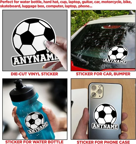 Vista 5 de Adhesivo personalizado con nombre deportivo, béisbol, fútbol, fútbol, equipo, regalos, impermeable, troquelado, para casco, laptop, botella de agua