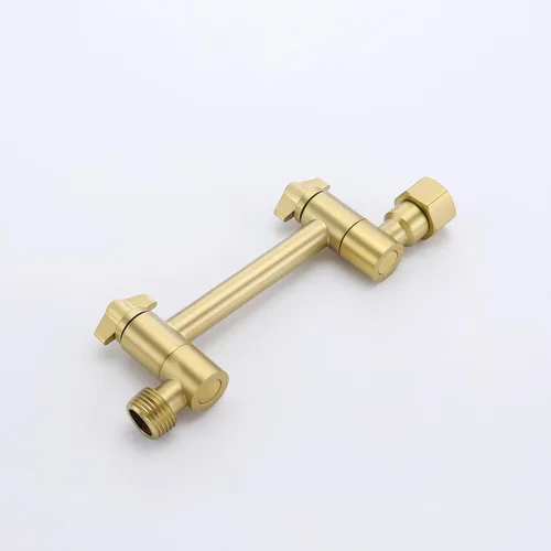 Vista 2 de Brazo de extensión de cabezal de ducha de oro cepillado de 4", Senhozi brazo de extensión de ducha ajustable para cabezal de ducha de lluvia