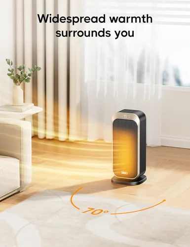Vista 4 de DREO Calentadores de espacio para uso en interiores, calentador eléctrico portátil de 1500 W con control remoto y termostato, cerámica PTC, calor