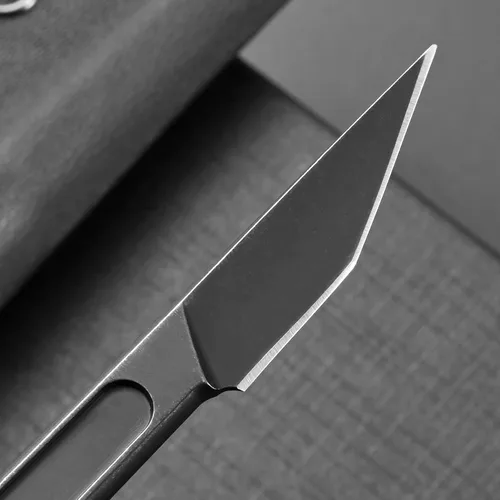 Vista 4 de CCanku C1104 - Cuchillo de hoja fija D2 con mango de acero inoxidable para caza, herramienta EDC, supervivencia, campamento al aire libre con funda