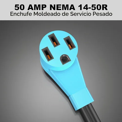 Vista 4 de CircleCord Cable Adaptador en Y para RV con Certificación ETL, Dos de 30 Amperios a 50 Amperios, Enchufe Macho NEMA TT-30P a Hembra 14-50R con Mango