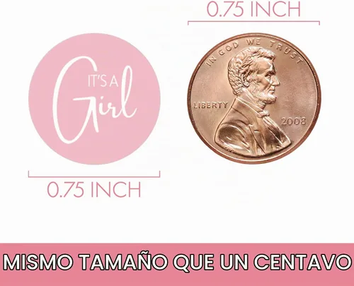Vista 4 de Calcomanías rosadas de besos para baby shower con texto en inglés "It's a Girl", 180 unidades, 9 diseños 0.75" Round, Fits Chocolate Drops, Candy