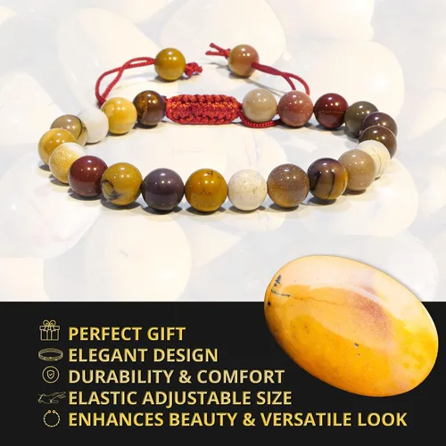 Vista 108 de Adjustable Crystal Bracelet – Gemstone Bead Bracelet with Adjustable Macrame String – Chic Gemstone Bracelet for Men and Women – 8mm Round Healing
