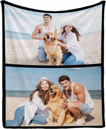 Vista 27 de Manta personalizada con tus fotos favoritas, manta personalizada con mis propias imágenes para familia, mamá, papá, hija, hijo, perro, hermanas