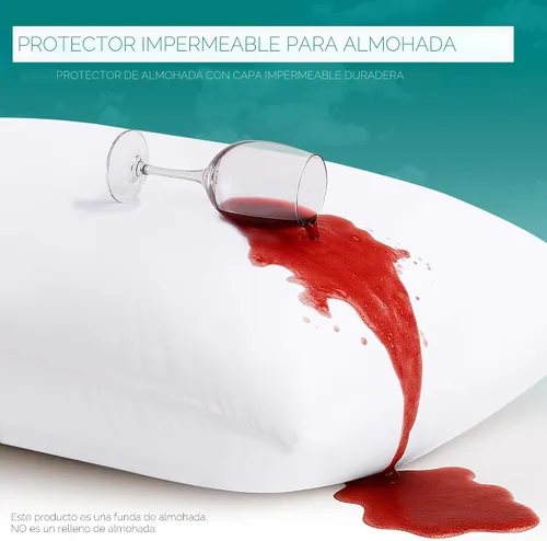 Vista 3 de Utopia Bedding - Funda de almohada impermeable con cremallera, 20 x 26 pulgadas, 2 unidades, estándar, color blanco