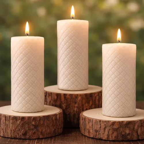 Vista 10 de Velas de pilar de cera de abeja 100% pura de alta calidad, paquete de 3, 2 Amarillo