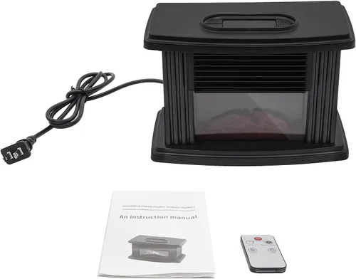 Vista 9 de Calentador eléctrico de chimenea, 1000 W, pequeña estufa de chimenea infrarroja independiente con temporizador de velocidad de 3 velocidades, efecto