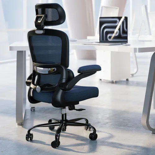 Vista 30 de TRALT - Silla de oficina ergonómica con soporte lumbar, color beige, 1