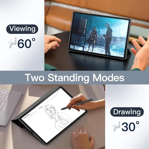 Vista 5 de JETech Funda para Samsung Galaxy Tab S10 Lite / S10 FE / S9 FE de 10.9 pulgadas, funda protectora delgada y translúcida con soporte trasero de tres