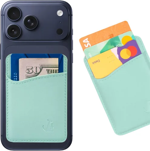 Vista 15 de Wallaroo Premium - Tarjetero adhesivo de cuero para teléfono celular - Para Android e iPhone - Para mujeres y hombres - Resistente con forro