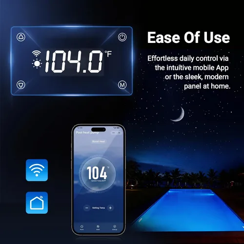 Vista 6 de Bomba de calor para piscina H5 18,000BTU 5,000 galones de alta eficiencia COP4.1 ahorro de energía 45% por encima del control WiFi inteligente 110V