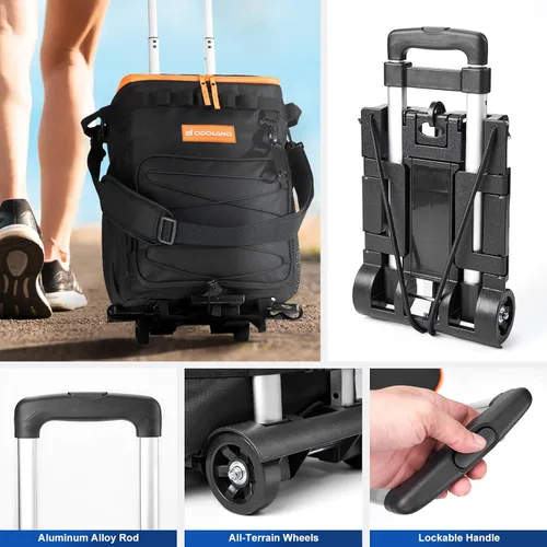 Vista 7 de Odoland 72 Can Rolling Cooler Bag with Wheels & Handle, Collapsible Insulated Ice Chest for Beach, Camping & Tailgating - Portable Travel Soft