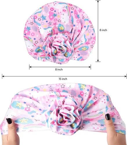 Vista 4 de Red by Kiss Turbante con nudo superior preatado para niños, turbante africano de elastano suave, ropa elástica para la cabeza, envoltura