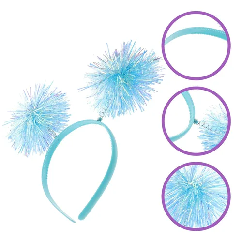 Vista 8 de minkissy Diadema con pompones, diadema de color Bopper, diadema de bola con antena para color azul