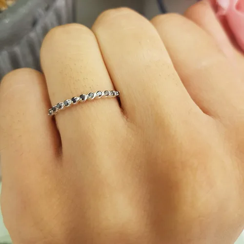 Vista 6 de Dazzlingrock Collection Anillo apilable de plata de ley para mujer, 0.12 quilates (ctw)
