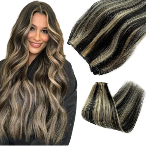 Vista 7 de Extensiones adhesivas rubias de cabello humano brasileño grado 9A, #60 rubio platino, cinta en 12 pulgadas, 20 unidades por juego, extensiones