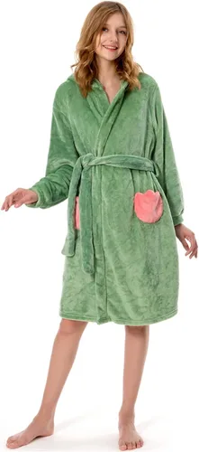 Vista 2 de OLAOLA Plush Robes Bathrobes with Hood Flannel Animal Bath Robe for Women Men