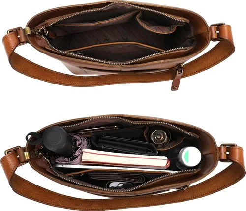 Vista 6 de Montana West Genuine Leather Purses for Women Hobo Bags with Tooling Handle & Tassels