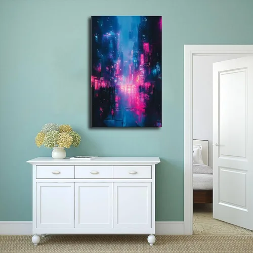 Vista 4 de XAHOR Synthwave Neon Urban Wall Art – Futuristic Cyberpunk Print – Trendy Home Decoration Canvas Art Poster And Wall Art Picture Print Modern Family