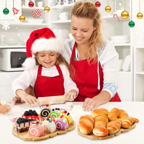 Vista 5 de Sliner 4 platos de Navidad con forma de Papá Noel, bandeja de madera para aperitivos de madera, bandeja de dulces en forma de Papá Noel, bandeja