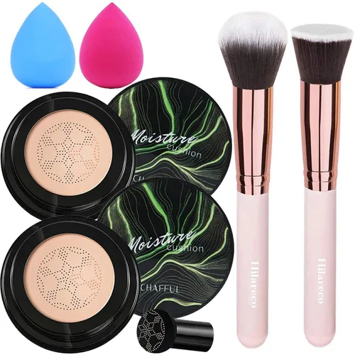 Vista 7 de Mushroom Head Air Cushion CC Cream Nature Foundation, crema BB hidratante, corrector mate de larga duración, base de maquillaje brillante