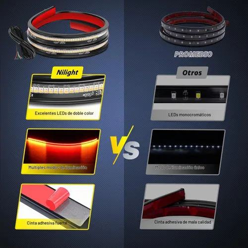 Vista 8 de Nilight - Tira de luz LED para plataforma trasera de 30 pulgadas de UTV, 204 LED, luces de freno ámbar, luces intermitentes rojas, compatible