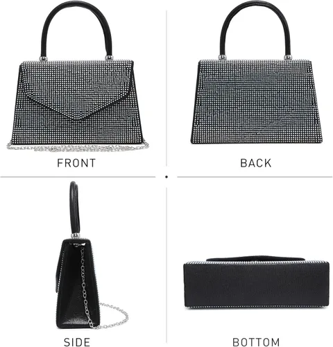 Vista 86 de Dasein Bolso de noche para mujer, embragues de fiesta, bolsos de boda, cóctel, baile de graduación, bolsos con purpurina esmerilada