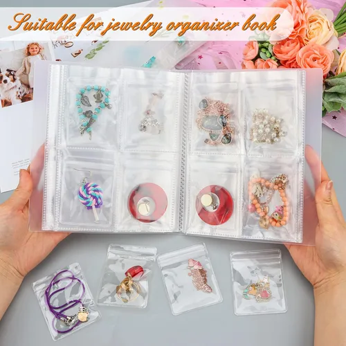 Vista 2 de Designster 200 bolsas de plástico autoselladas con cremallera para joyas, bolsas de PVC transparente para guardar joyas (2.4 x 3.15 pulgadas)