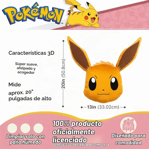 Vista 2 de Franco Pokemon Eevee Kids Bedding - Almohada de felpa súper suave, 20 pulgadas (producto oficial)