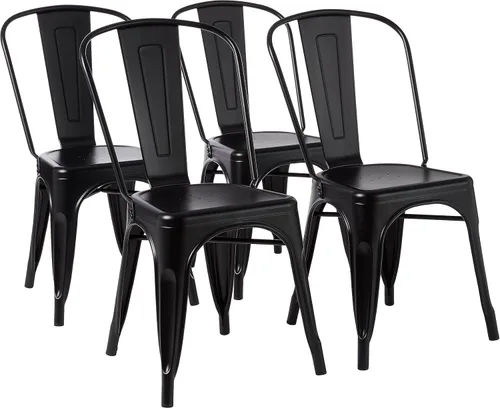 Vista 10 de Amazon Basics Sillas de comedor de metal, 4 unidades, gris oscuro, 20.1 x 17.1 x 33.5 pulgadas