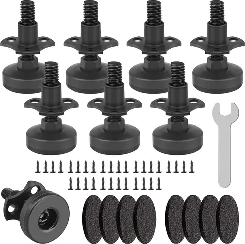 Vista 12 de Niveladores de muebles resistentes, paquete de 4 pies niveladores roscados de 3/8 pulgadas, 16 pies niveladores de muebles, patas de mesa, Negro
