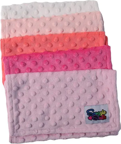 Vista 3 de Snuggle Stuffs Paquete de 5 paños para eructos Minky Dot para niñas - Tonos rosa