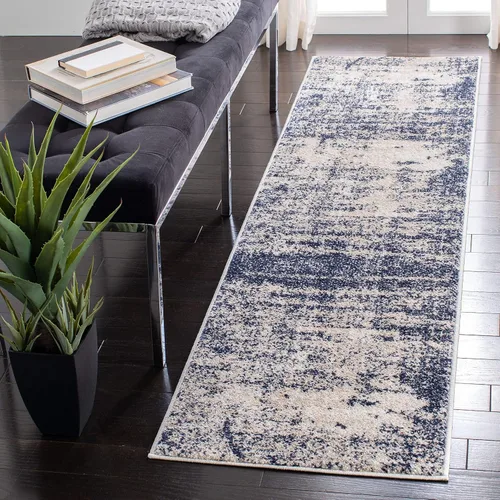Vista 11 de SAFAVIEH Adirondack Collection - Alfombra de pasillo de 2 pies 1 pulgada x 8 pies, beige y pizarra, diseño abstracto moderno, no desprende pelusa