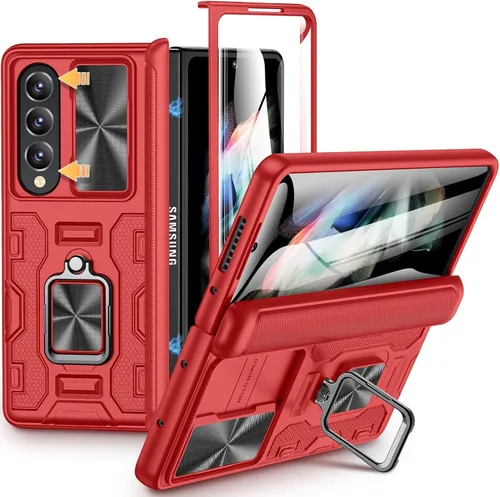 Vista 35 de VEGO Funda para Galaxy Z Fold 4 con Cubierta de Cámara Deslizante y Protección de Bisagra Funda con Protector de Pantalla Soporte Magnético de 360°