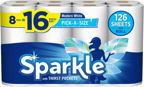 Vista 17 de Sparkle Tear-A-Square - Toallas de papel cuadradas, 2 rollos dobles (220 hojas en total), toallas fuertes de 2 capas para limpieza de cocina