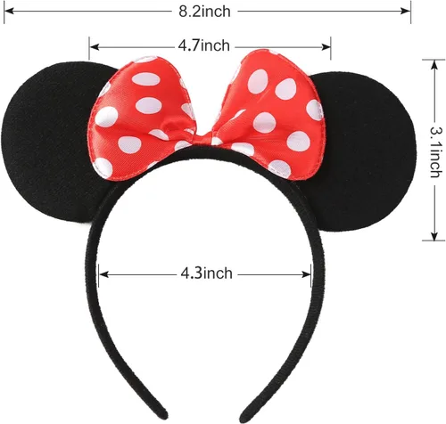 Vista 2 de Tutú de lunares con diadema de orejas de ratón para niñas, disfraz de Halloween, accesorios de disfraces de cumpleaños