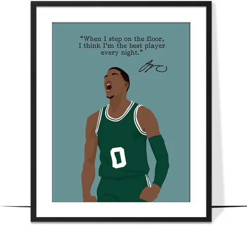Vista 12 de LOLUIS Arte de pared con cita motivacional, arte dibujado a mano de la superestrella del baloncesto, decoración temática deportiva, dormitorio