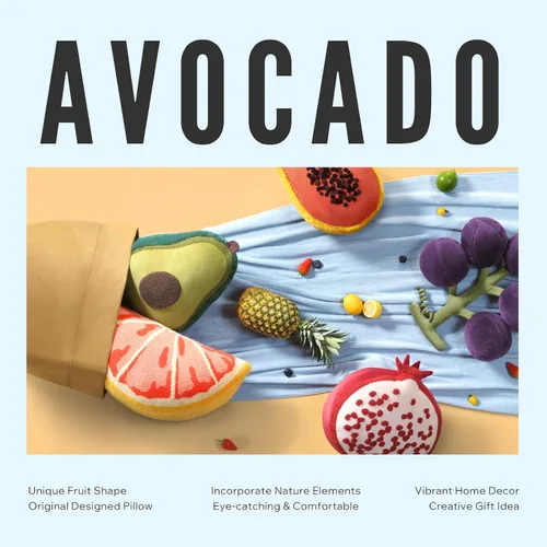 Vista 5 de Phantoscope Almohada Decorativa con Forma de Aguacate, Divertida Decoración del Hogar de Cojines con Forma de Frutas, Almohada Decorativa