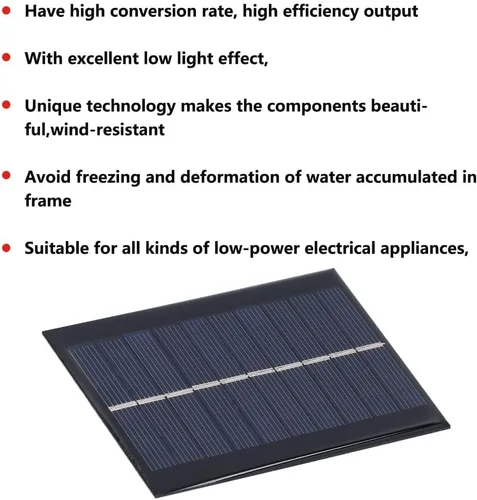 Vista 4 de Módulo de panel solar de 2 piezas de 1W 5V - Células solares de silicio policristalino para generación de energía al aire libre con marco resistente