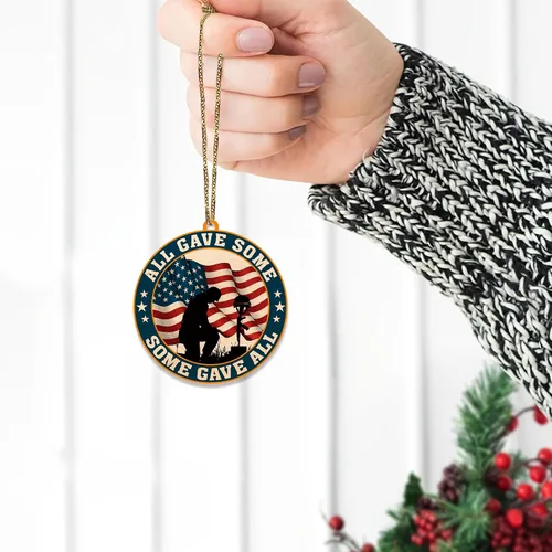 Vista 3 de Hyturtle Adorno navideño de veterano para árbol de Navidad 2D, regalos para soldado veterano, fuerzas armadas, miembros militares del ejército
