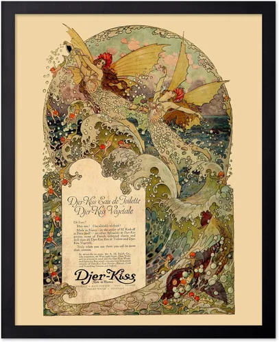 Vista 10 de Poster Master Póster clásico de fantasía, impresión Art Deco vintage, regalo para artistas, amigos, anuncio, hada, sirena, olas del océano