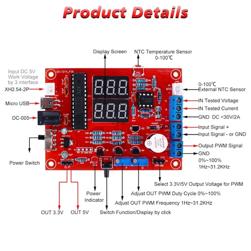 Vista 3 de MiOYOOW Kit de Práctica de Soldadura, Kit de Generador de Señal Ajustable PWM DIY, Probador de Voltaje y Corriente, Kit de Proyecto Electrónico, Kit