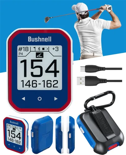 Vista 2 de bushnellgolf Golf Phantom 3 GPS de pendiente de mano, pantalla táctil, clip para cinturón y mosquetón, (azul)