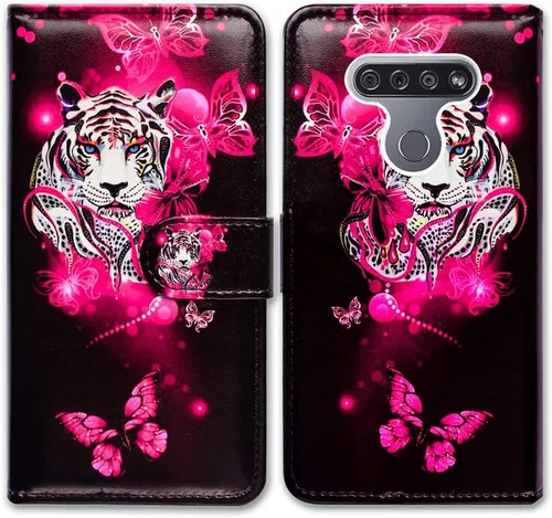 Vista 12 de Bcov Funda para LG K51/LG Reflect (LM-K500), diseño de libélula colorida funda de piel con tapa y ranura para tarjeta soporte para LG K51/LG Q51