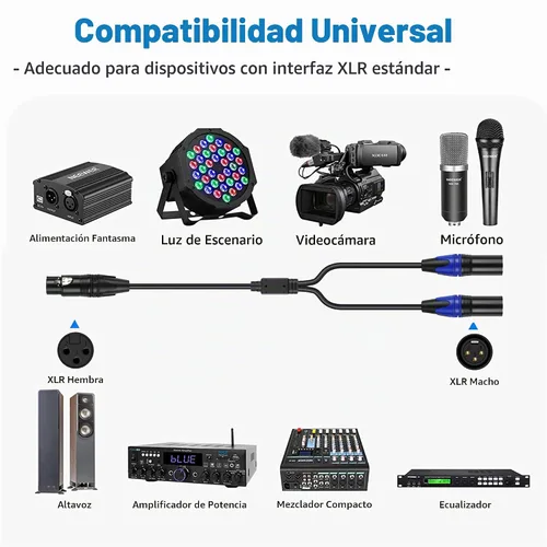 Vista 8 de LanSenSu XLR hembra a 2 XLR macho Patch Y cable, cable divisor de micrófono equilibrado, adaptador de audio, 11.8 pulgadas (paquete de 2)