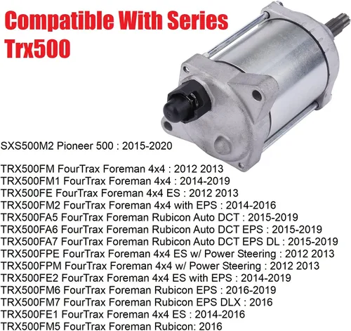 Vista 4 de MINSTAR Motor de arranque compatible con Honda ATV TRX420FA /FE/TE/FM/TM/FPE/FPM, TRX500FE (1,2) /FM(1,2,5,6,7) /FPE/FPM/FA (5,6,7), SXS500M2